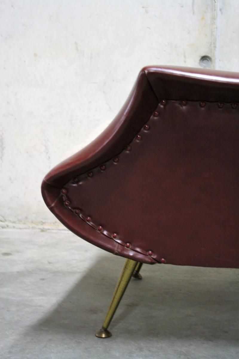 Pair of armchairs vintage with feet brass Italy 1960 s
