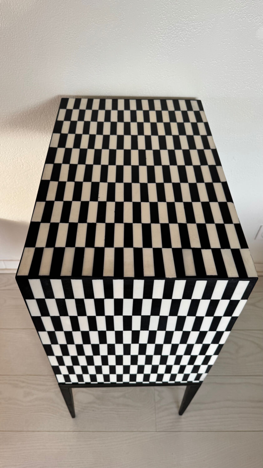 Checkerboard marquetry chest of drawers