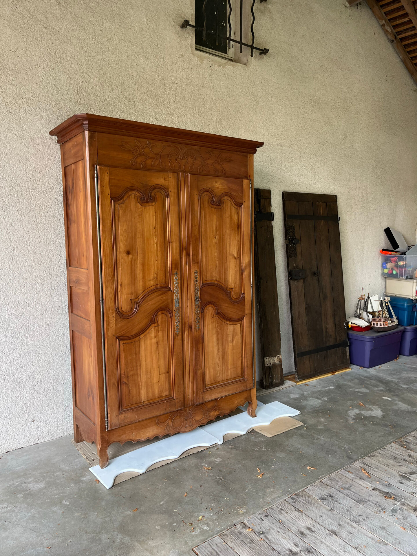 Antique cherry wood wardrobe – 19th century – Louis XV style