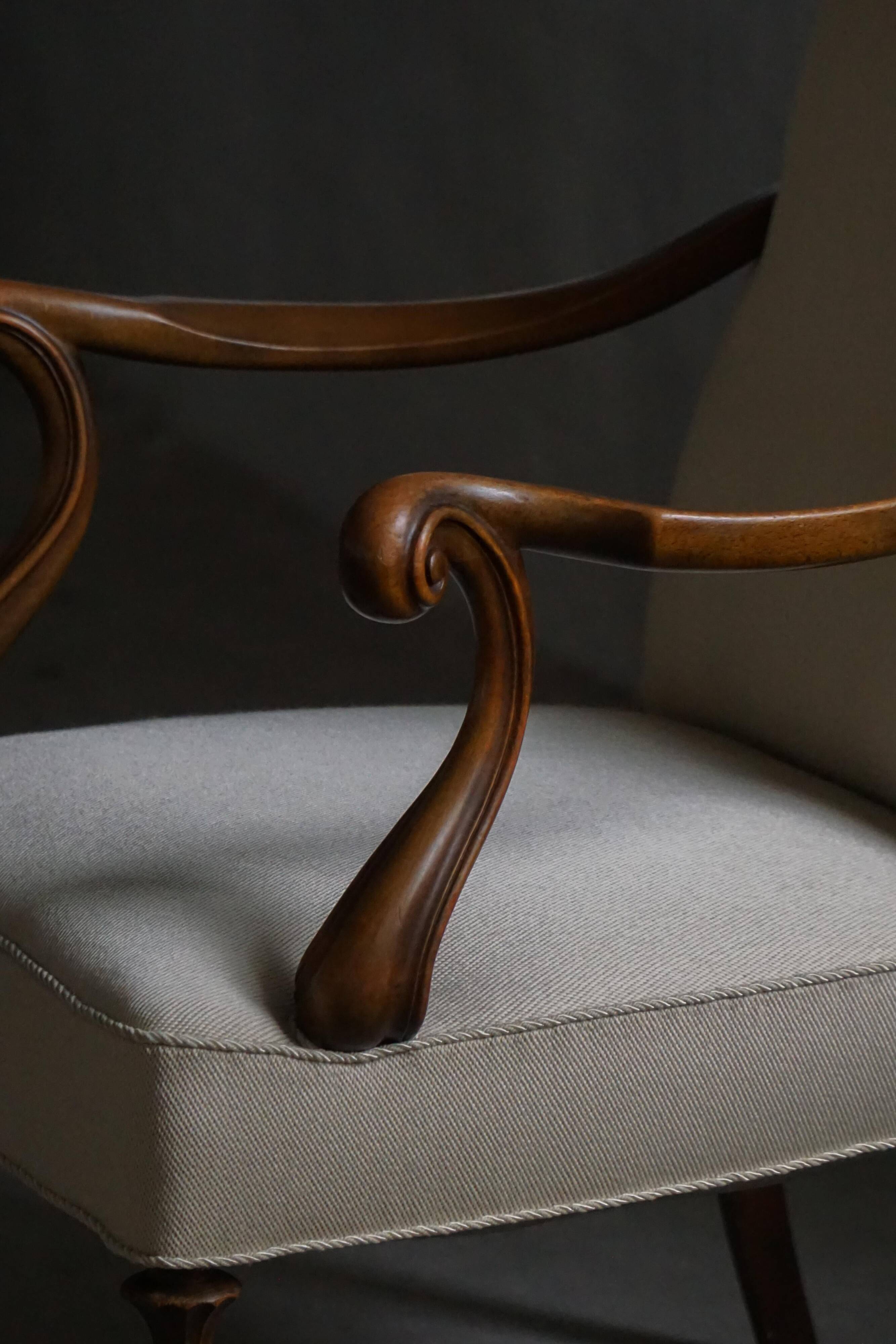 Pair of Art Nouveau armchairs, Danish cabinetry, early 20th century.