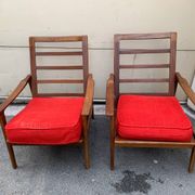 Paire de fauteuils en teck style scandinave, années 70