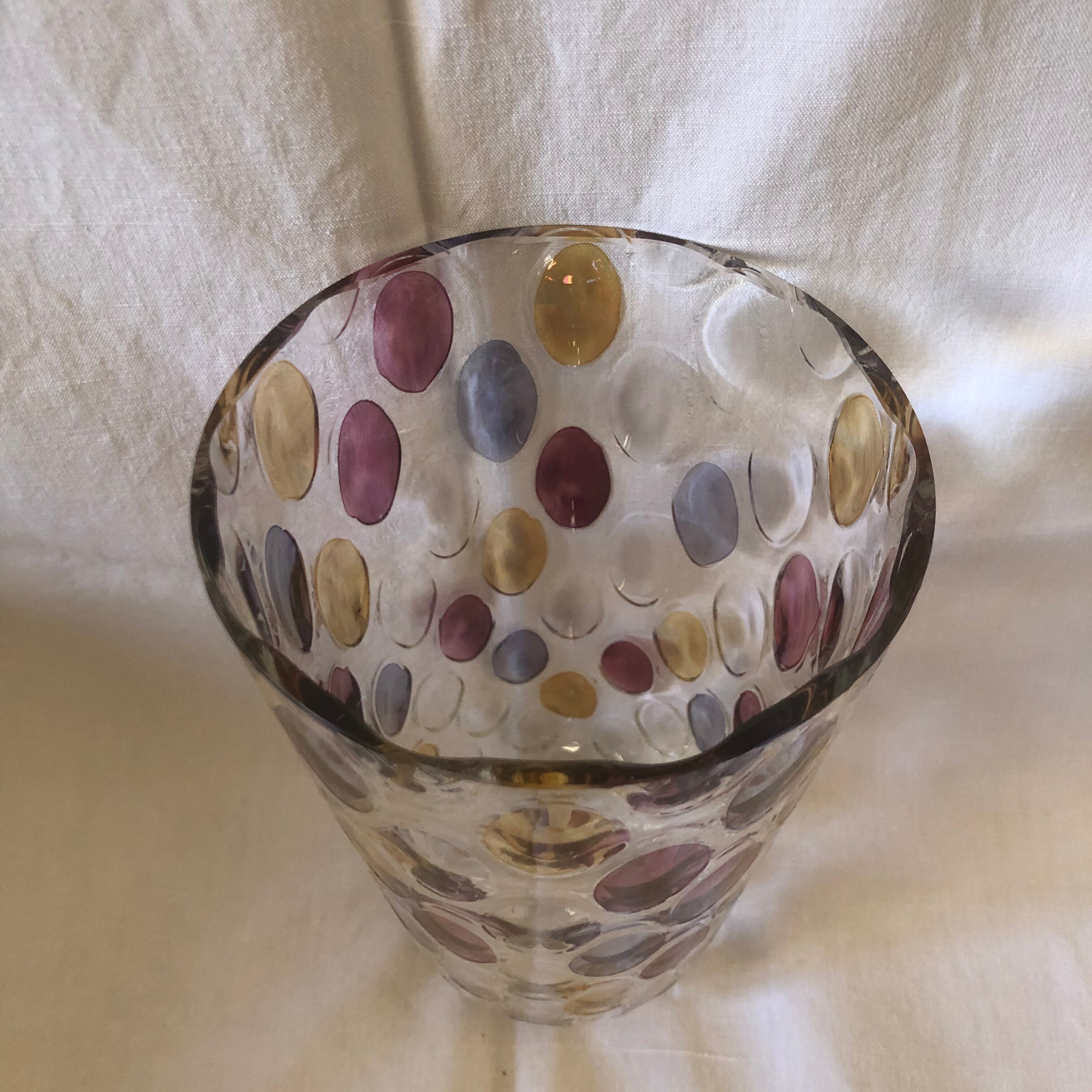 Glass vase blown colored lozenges