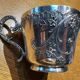 Large silver-plated metal cup Gallia with rooster and goat head hallmarks, numbered.