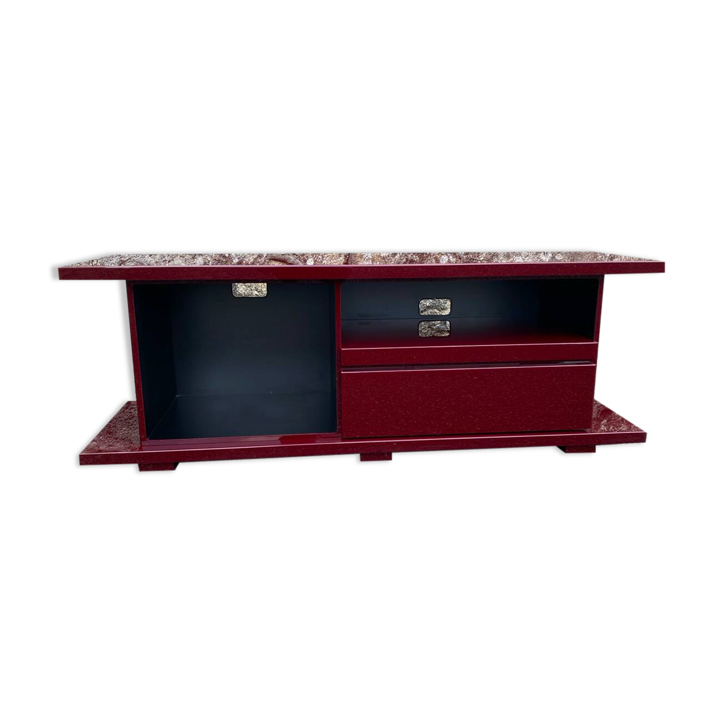 Meuble tv rectangulaire plexiglass bordeaux lie de vin david lange vin