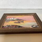 Small oil painting frame on panel Mediterranean landscape