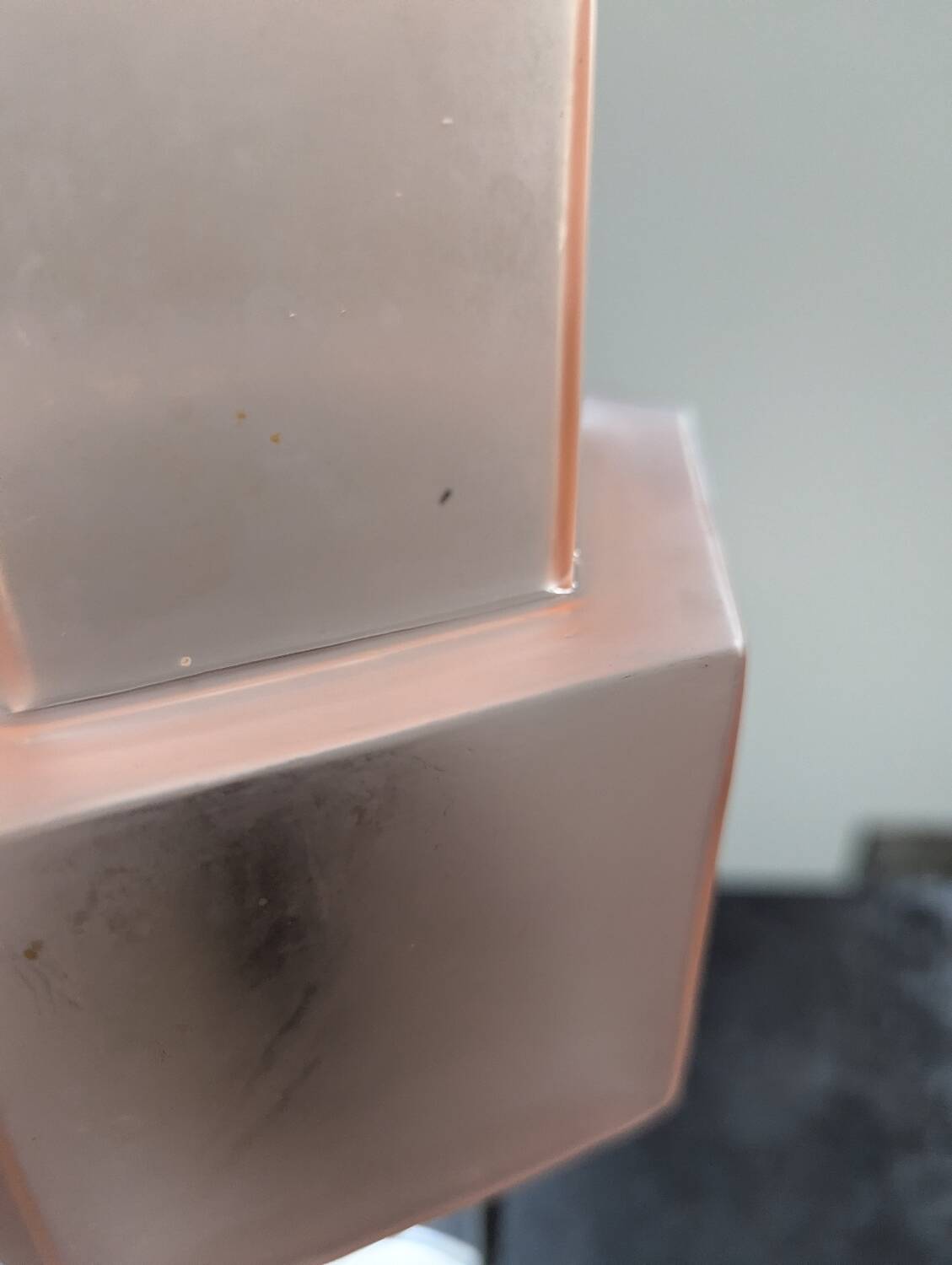 Vintage Skyscraper ceiling light, pink glass table lamp, Bauhaus Art.