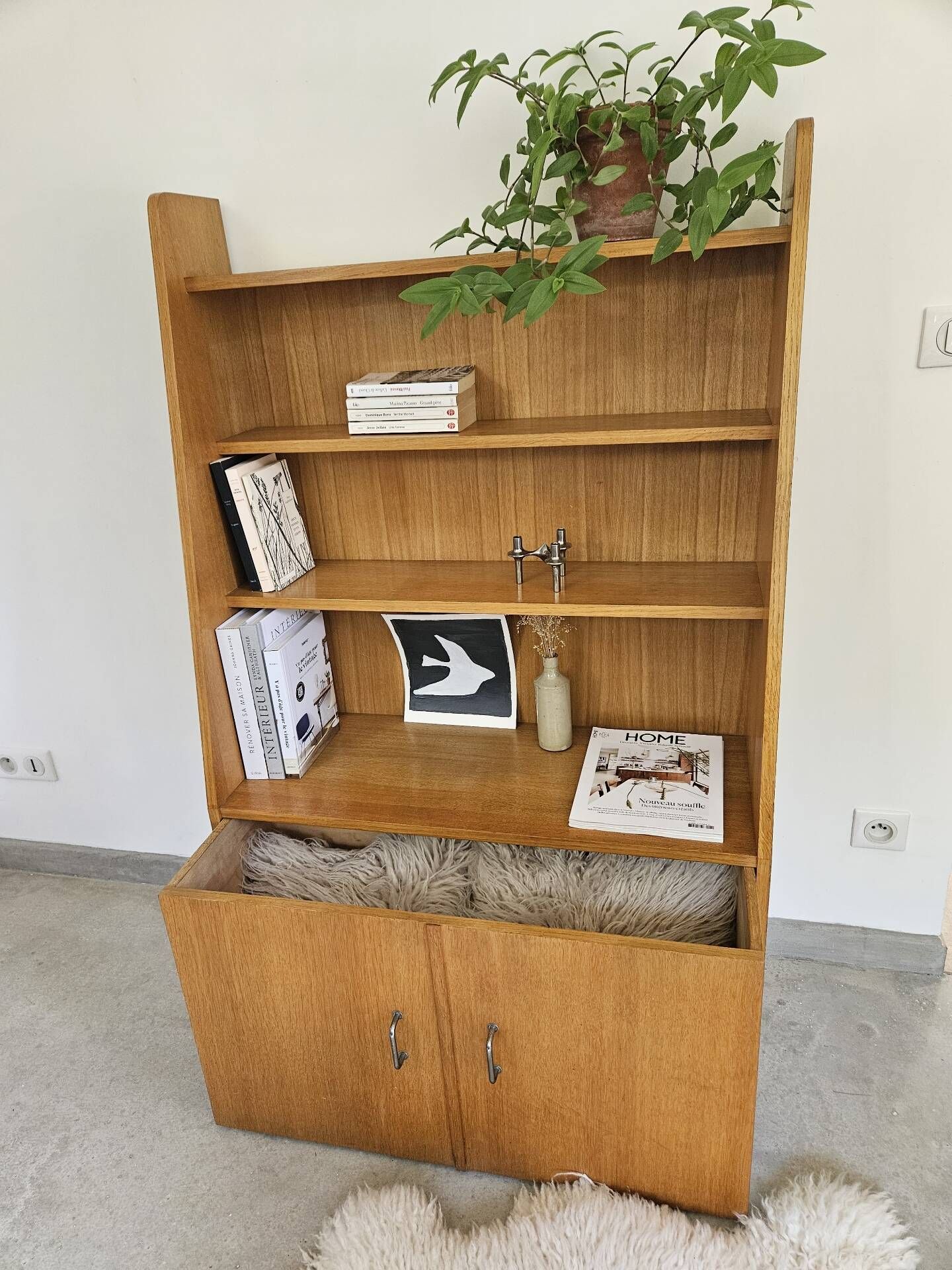 Bibus library chest wooden golden oak vintage 50s 60s 70s