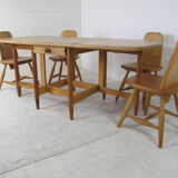 Finnish Pine Scandinavian Pirtti table and chairs dining set, 1960s