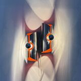 Space age aluminium with orange inside wall lamp sconce , 1970s