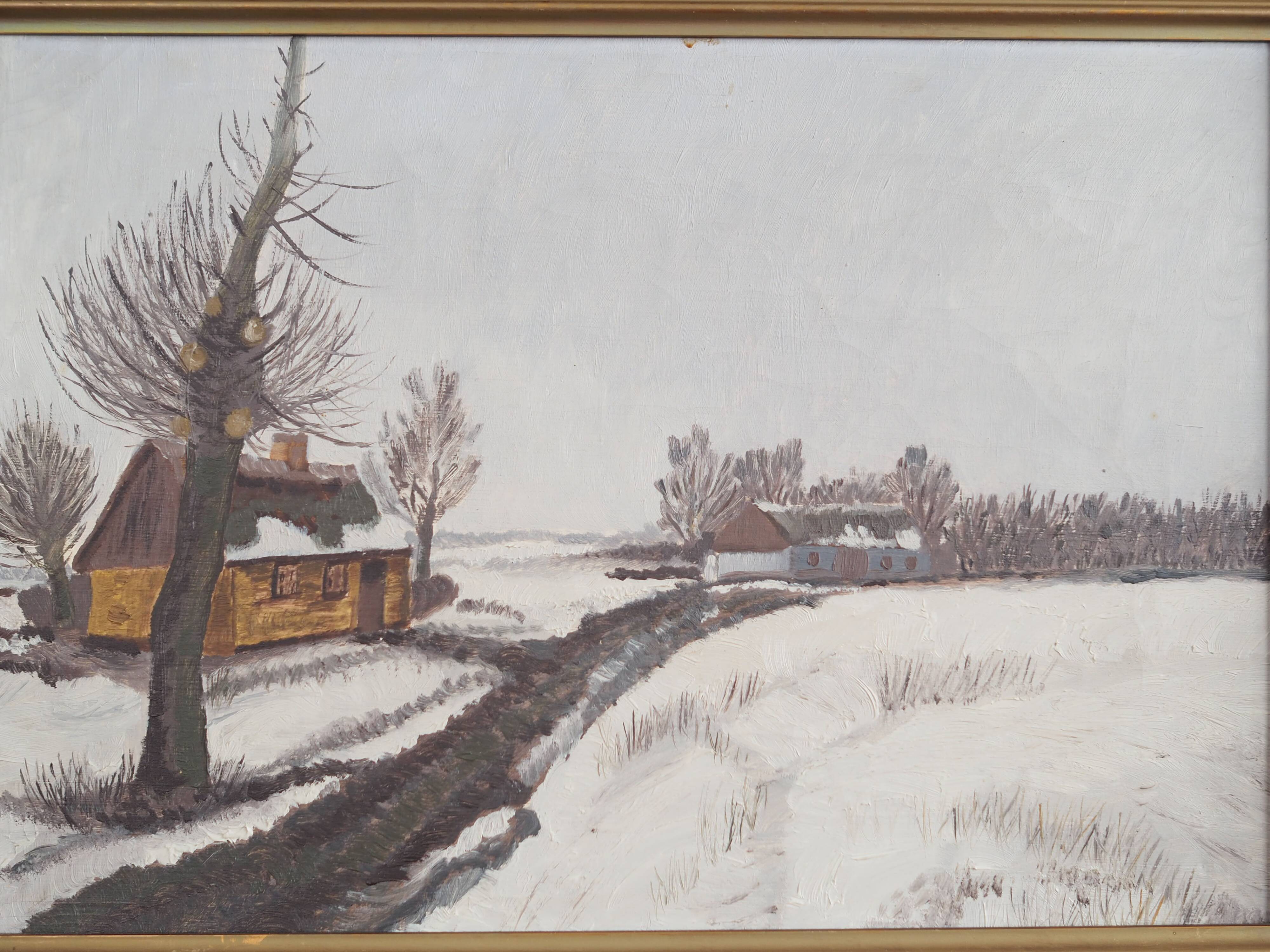 Painting „The Winterscape”, Scandinavian design, 1960s