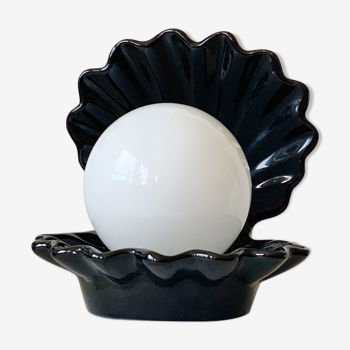 Lampe coquillage en céramique noire