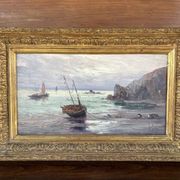 Old marine painting – Oil on panel signed Léo Spanoghe