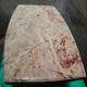 Large cream marble coffee table with solid cherry wood base
