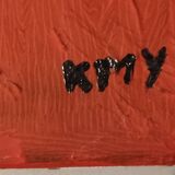 Canvas painting Bull from behind Signed by KMY
