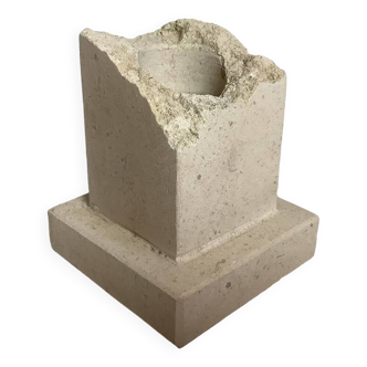 Travertine candle holder