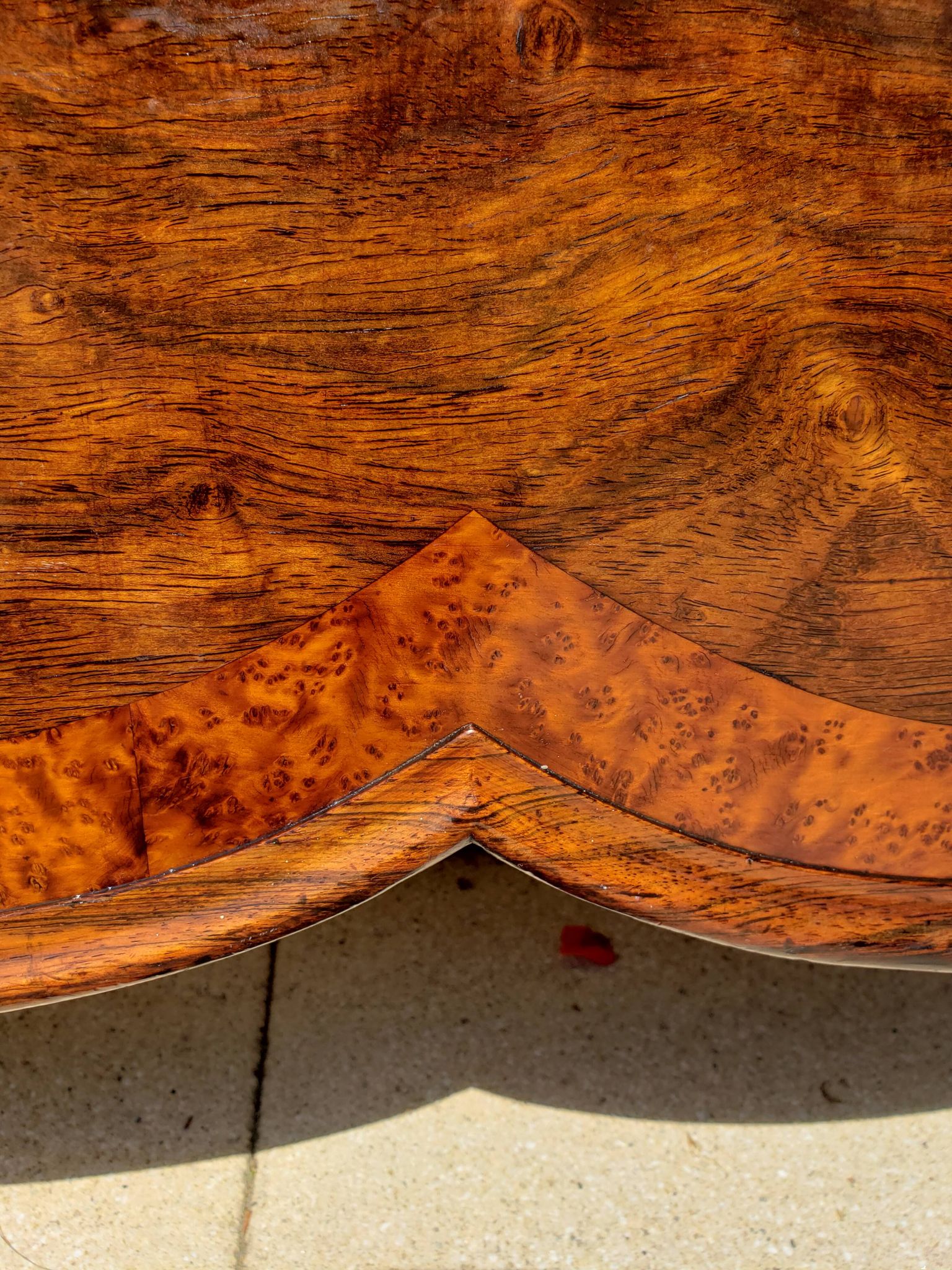 Solid walnut bed with very old walnut burl.