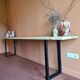 Console 3m x 50 cm en chêne massif et pieds en métal en U