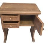 Tavolino a Libro Vintage in Legno Salvaspazio con Cassetti e Vano