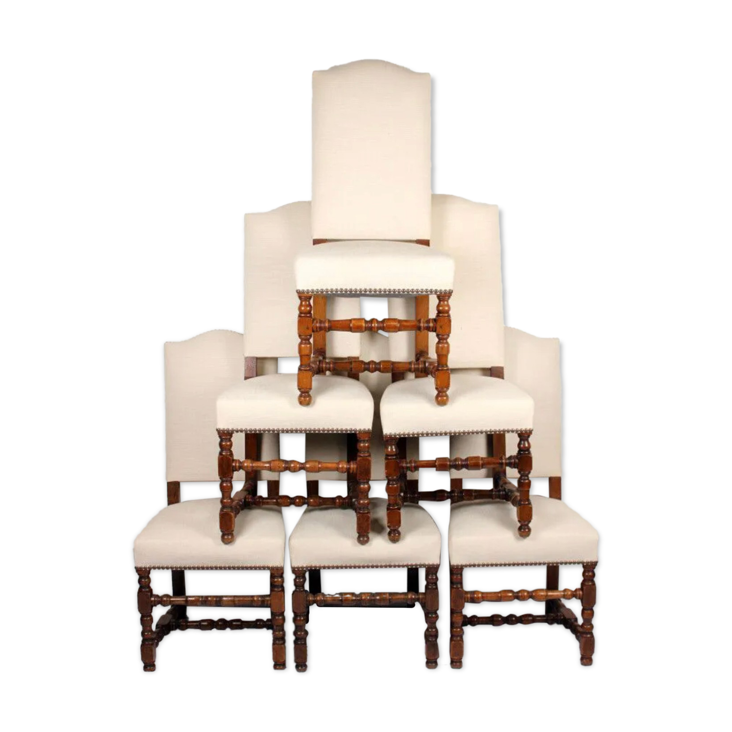 Suite of 6 restored Louis XIII style chairs