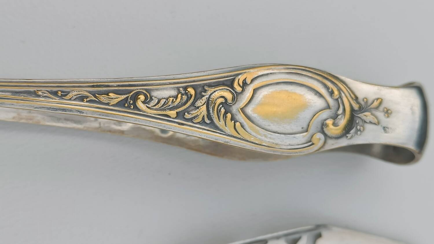 Absinthe spoon and tongs in silver-plated metal with hallmark
