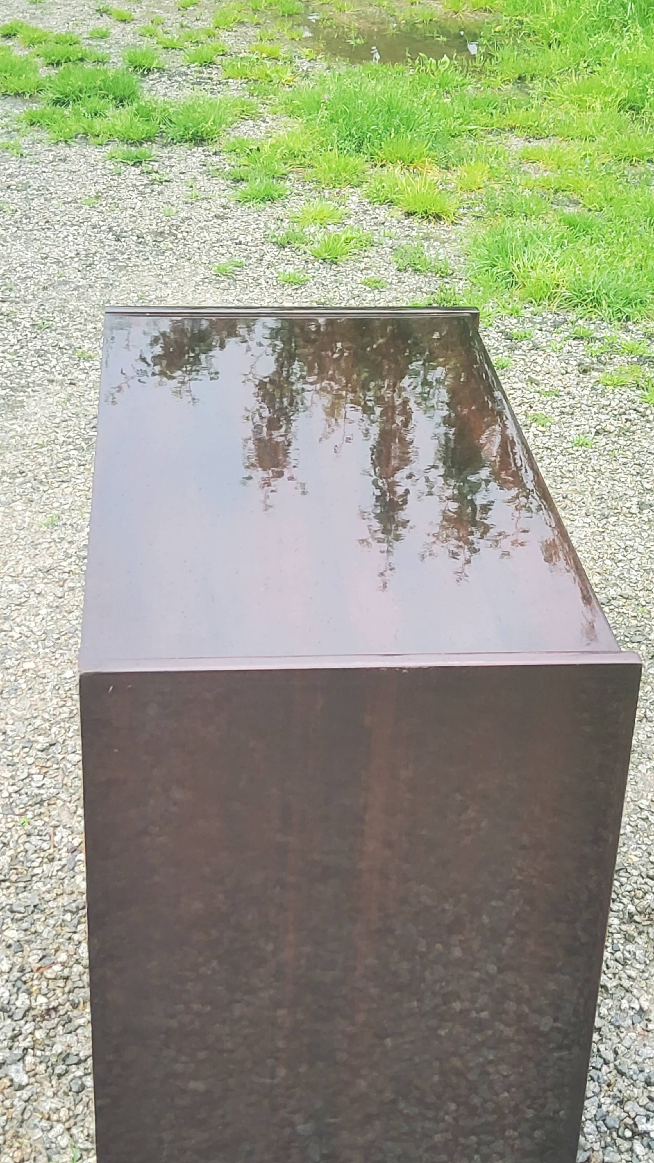 Vintage 3-drawer chest of drawers in dark varnished mahogany and brass from the 1960s