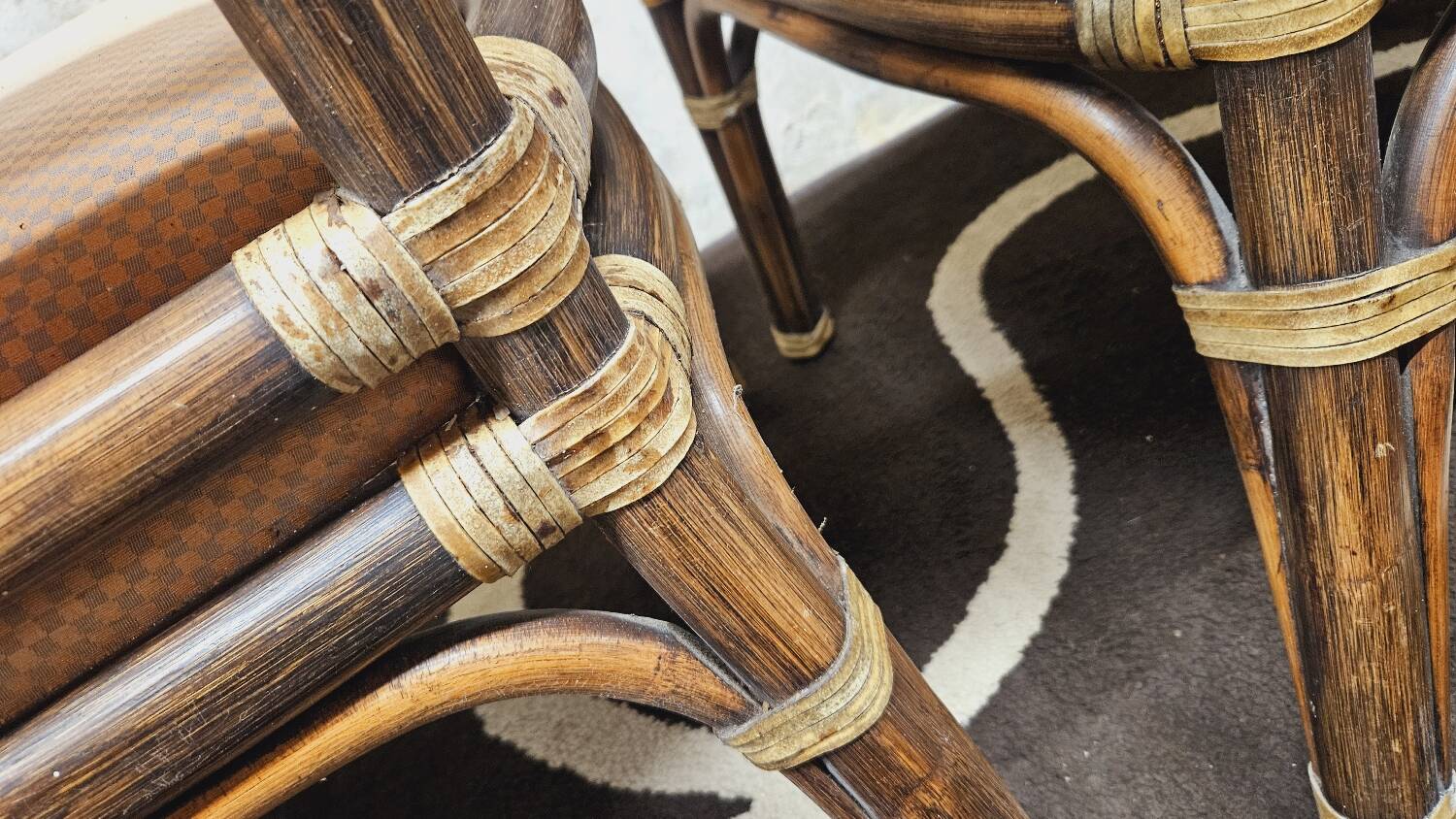 Set of 4 bamboo armchairs from the 80s