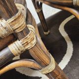 Set of 4 bamboo armchairs from the 80s