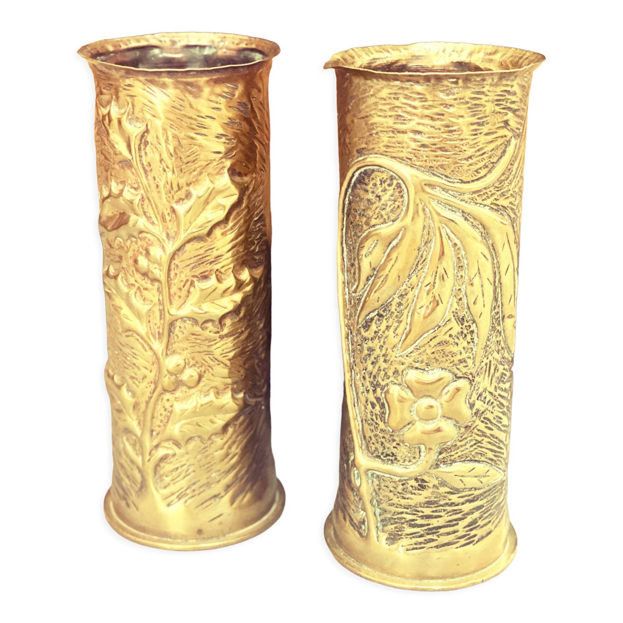 Pair of copper vases - shells 1914-18 - German - trench art
