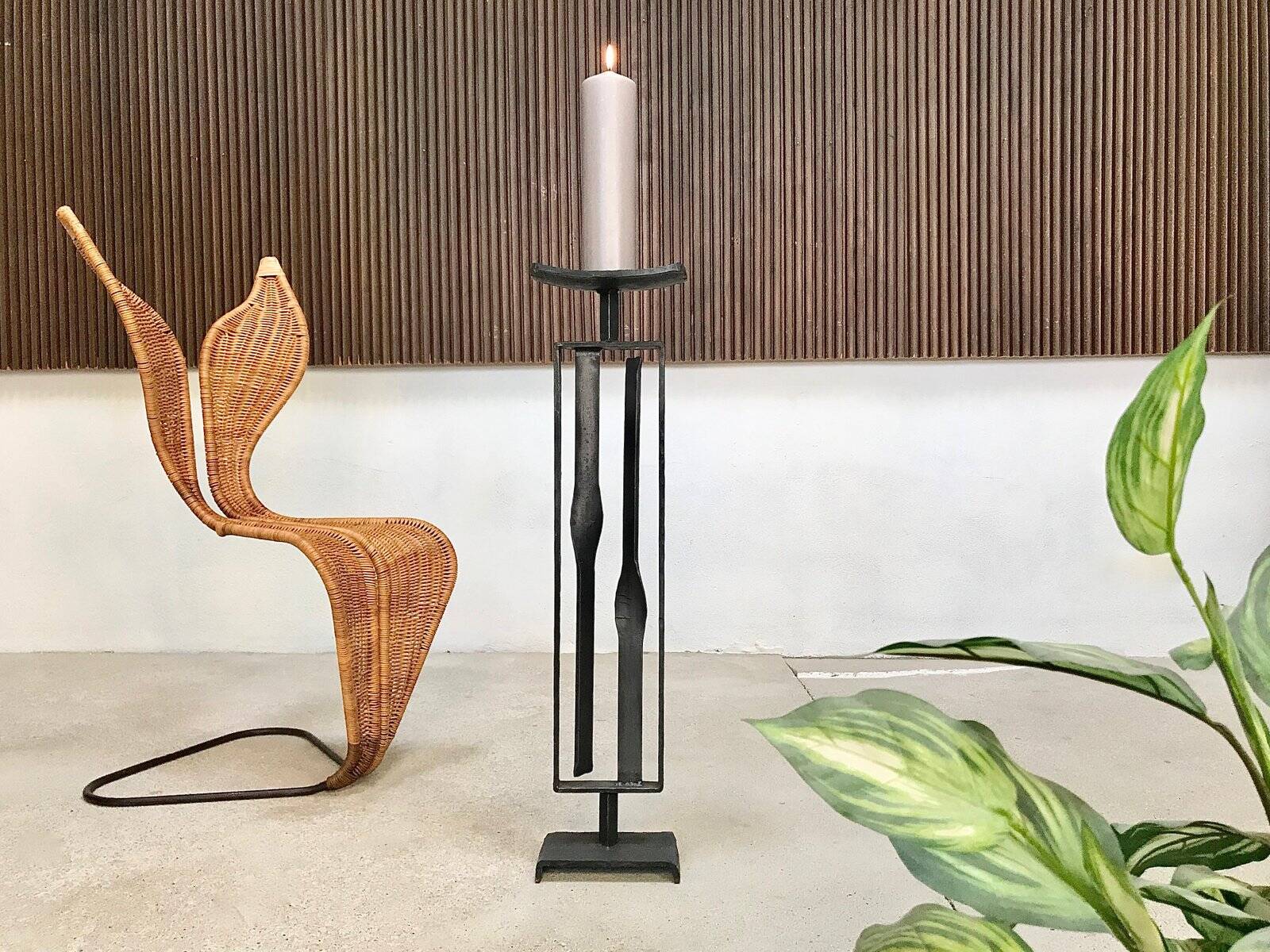 Sculptural brutalist candleholder in wrought iron, GDR / Germany, 1960s