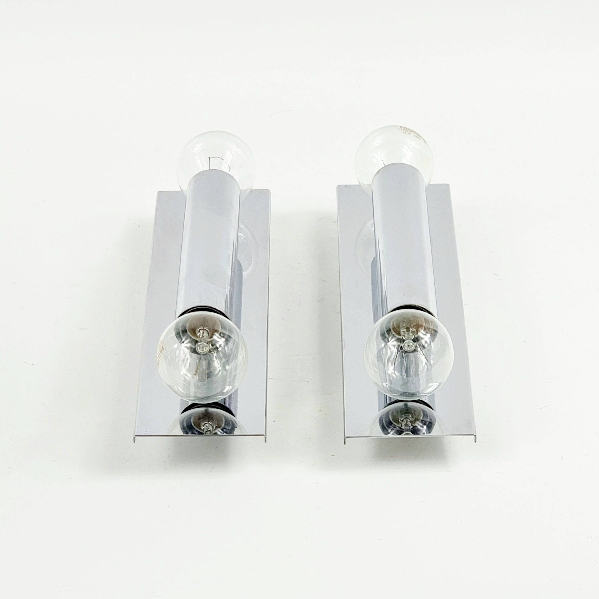 Pair Of Mid Century Sputnik Chrome Wall Lamps From Doria, Germany, 1970s