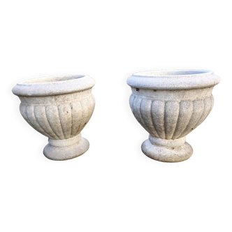 Pair of old Medici stone planters