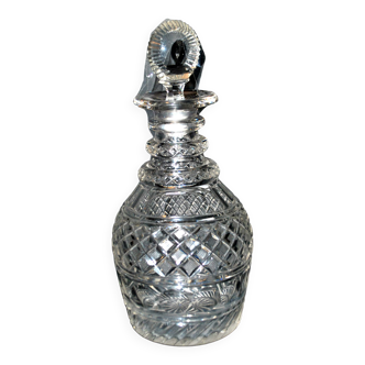 Richly cut crystal decanter and bevelled diamond engraved baccarat or saint-louis? trianon