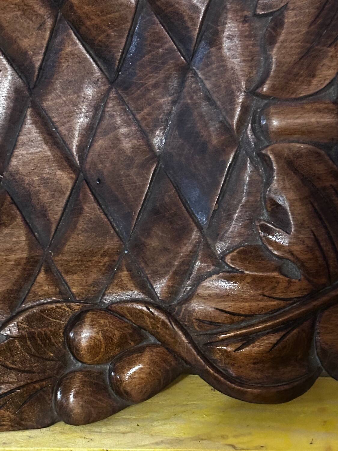 Basket or Pocket Emptying from the 1950s in Carved Wood signed A. Bouchez