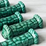 5 green ceramic knife holders with bamboo effect