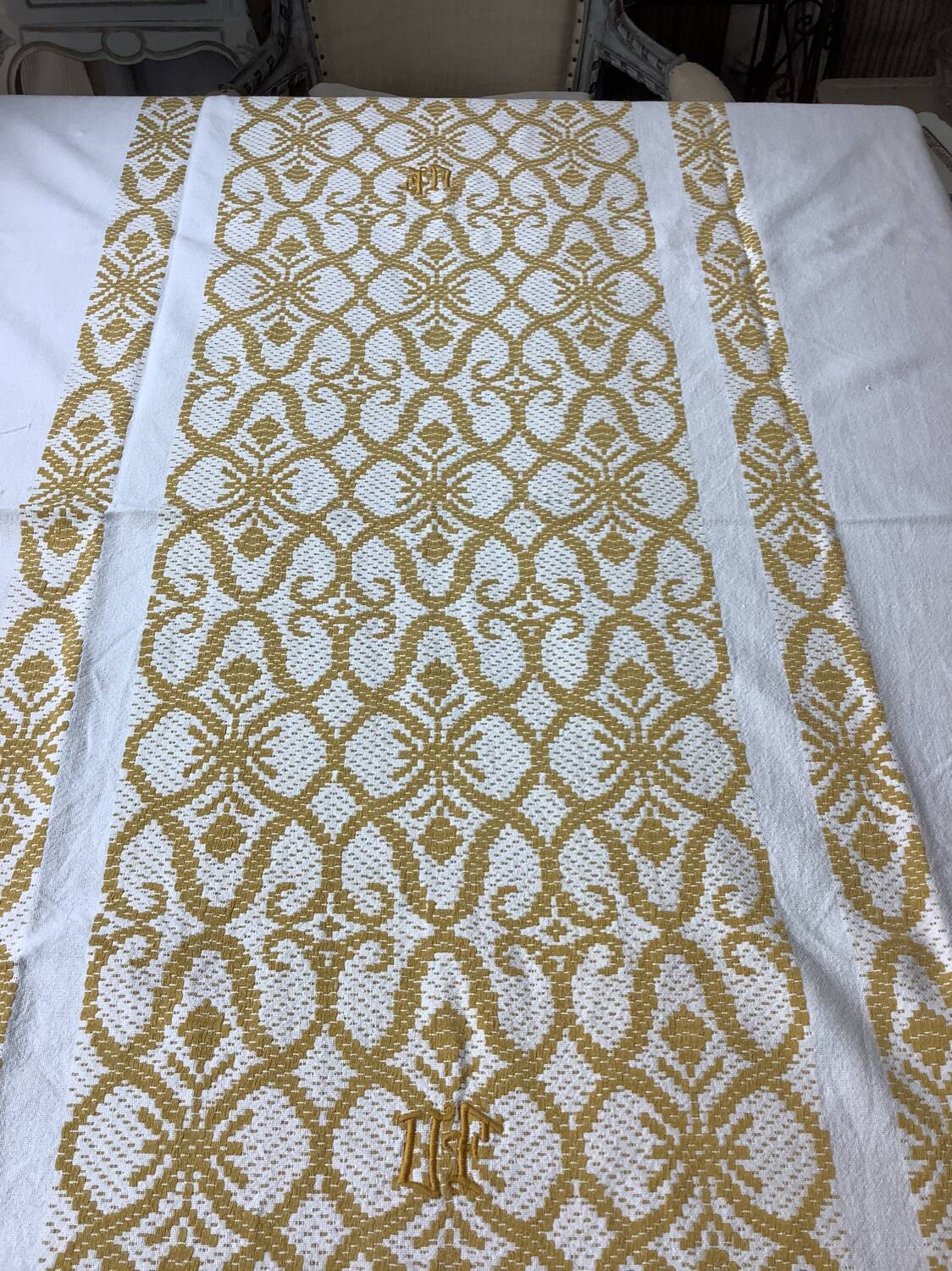 Vintage tablecloth and monogram napkins