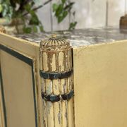 Beech bedside table painted with a marble top in Louis XVI style from the late 19th century.