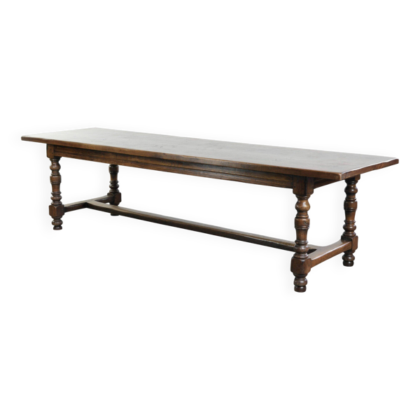 Grande table à manger de ferme en chêne anglais antique XXL du 19ème siècle
