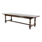 Large antique English oak farmhouse XXL dining table from the 19th century