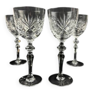 4 verres à vin en cristal taillé Artisanat de Lorraine