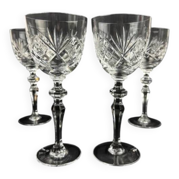 4 verres à vin en cristal taillé Artisanat de Lorraine