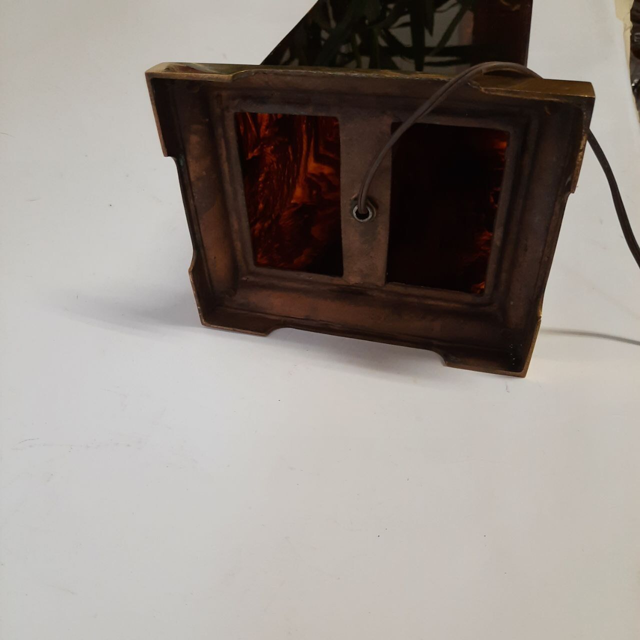 Lampe effet briar et laiton lucite années 1980