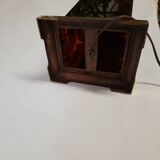 Lamp - briar and brass lucite effect - 1980s - vintage.