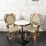 Parisian bistro table and chairs.