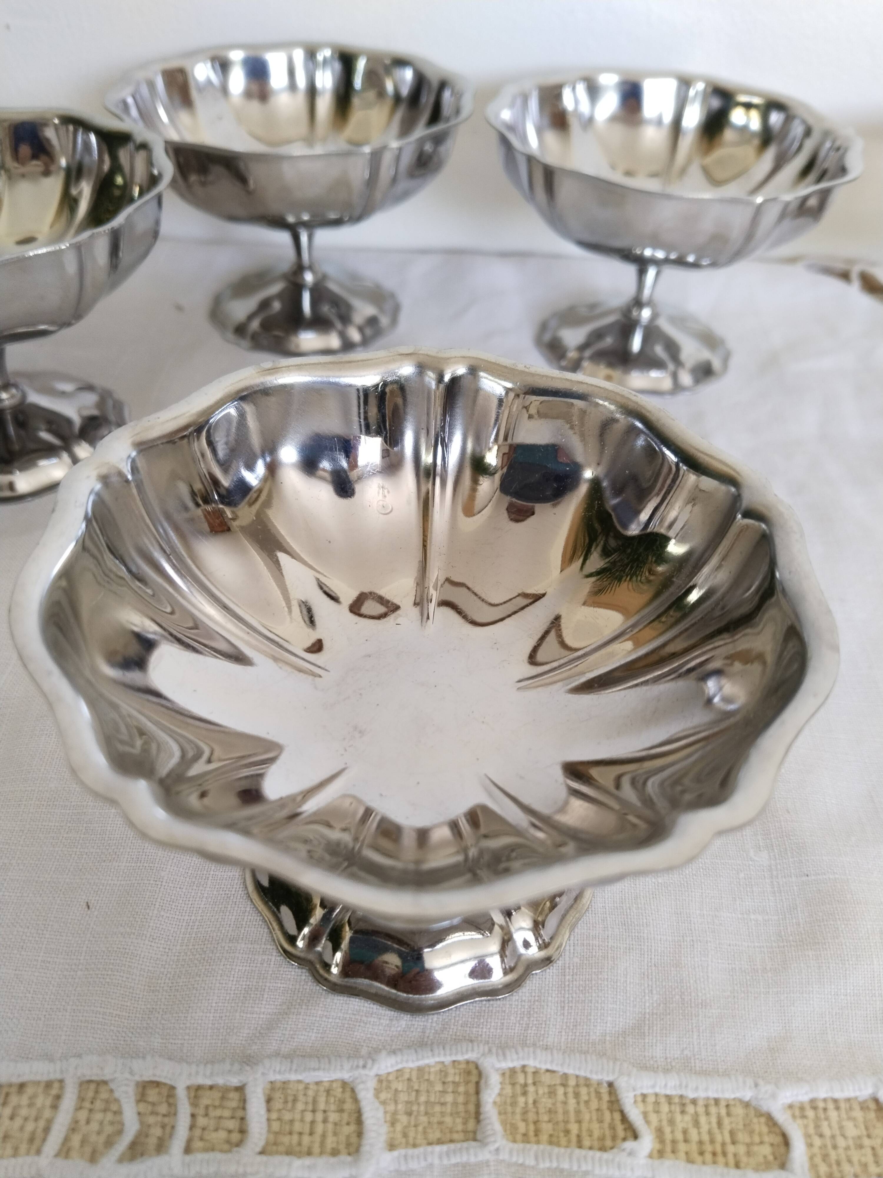 Coupes à glace ou sorbet  , vintage , en inox 18/10 , années 70 , made in France