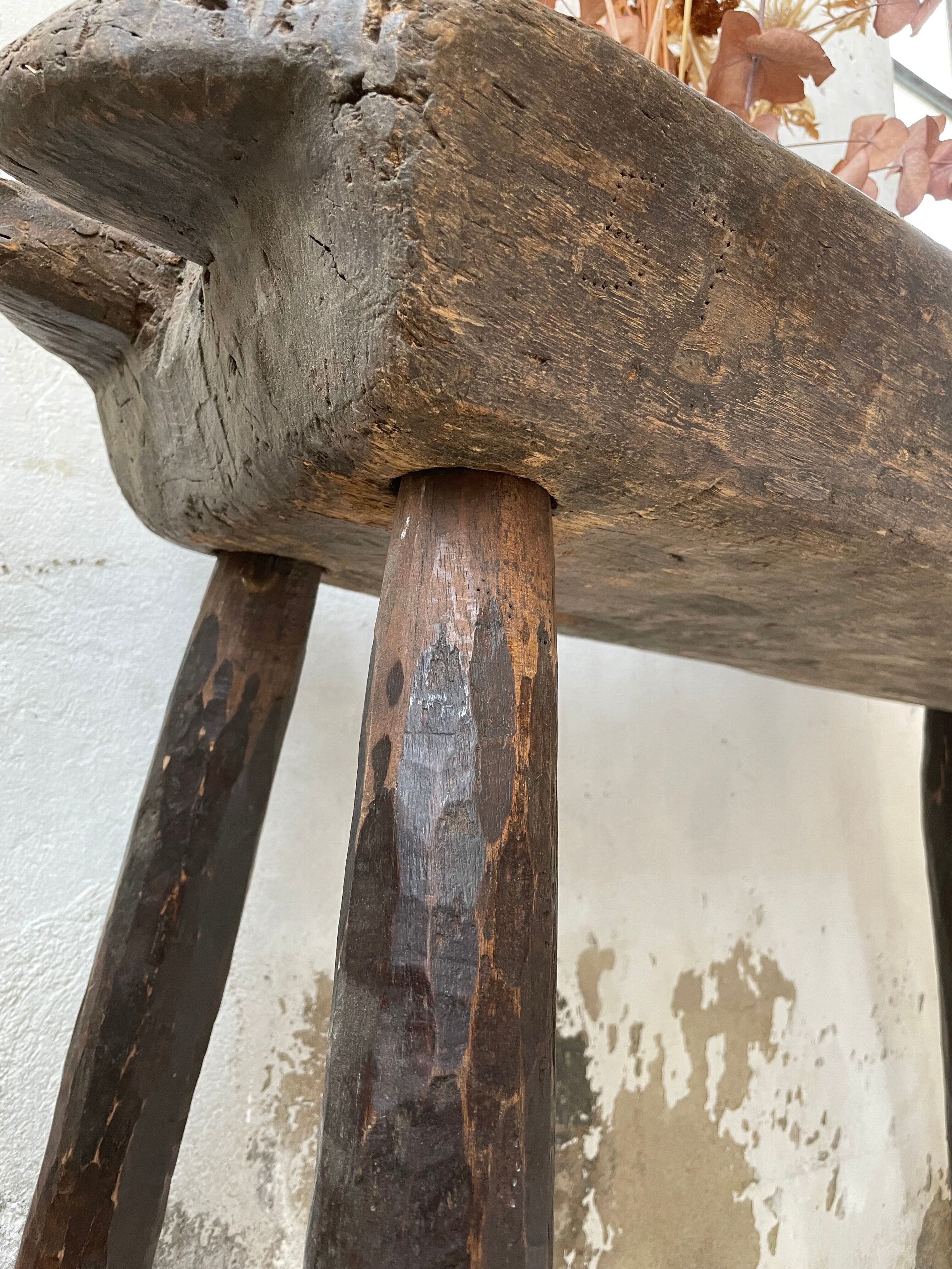 Brutalist solid wood console