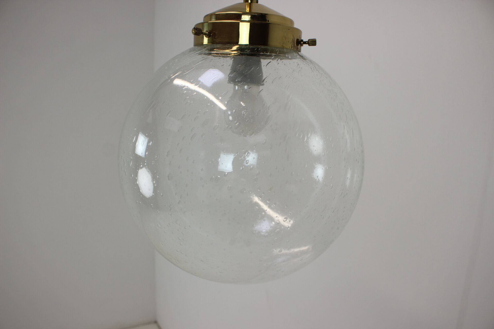 Glass hanging lamp Kamenicky Senov, 1970