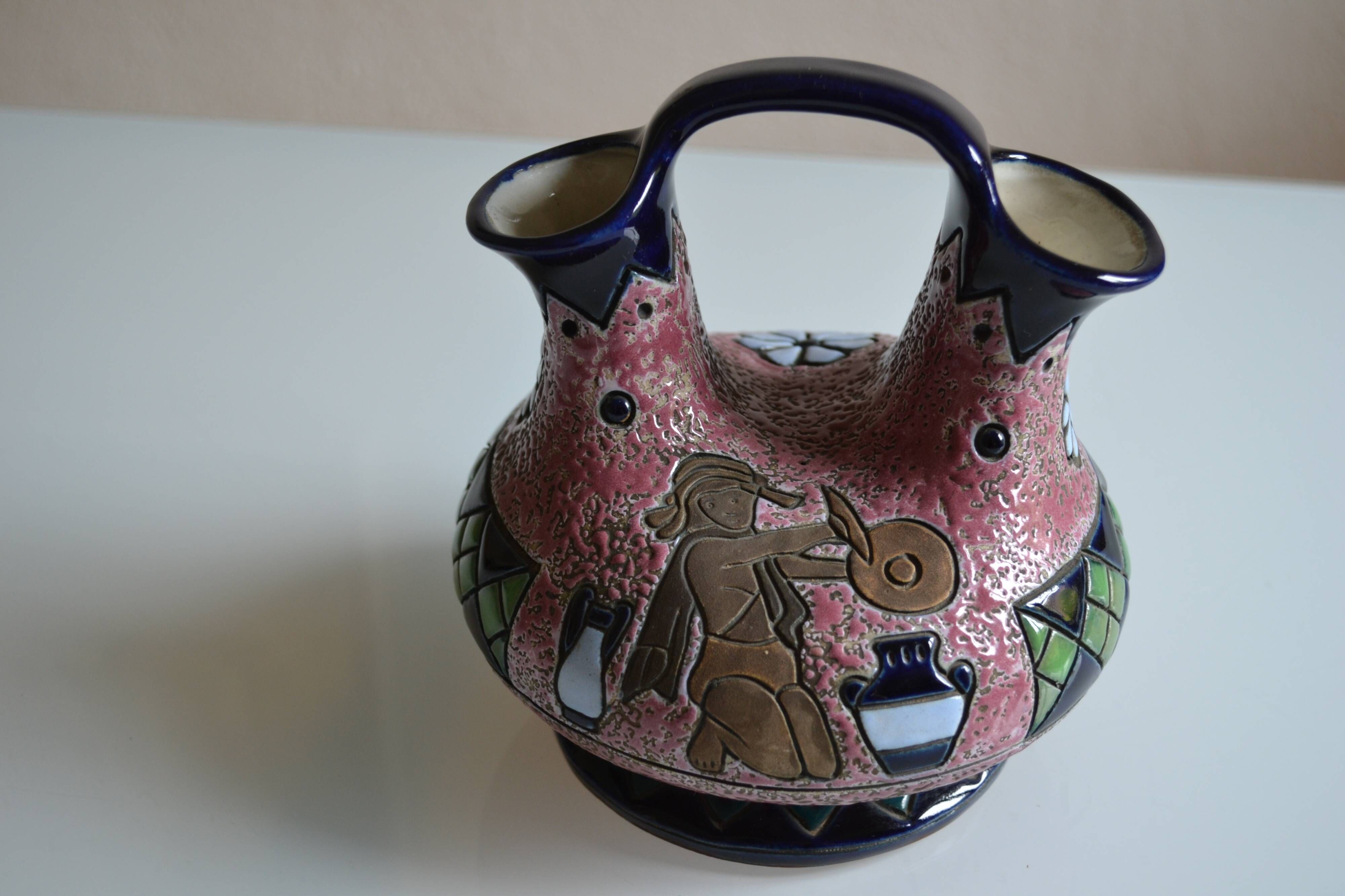 Art deco ceramic tulip vase Amphora Czechoslovakia