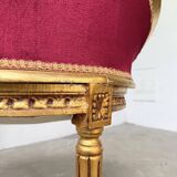 Fauteuil bois doré et velours rouge Louis XVI