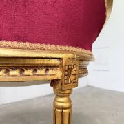 Louis XVI gilt wood and red velvet armchair