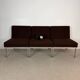 3 vintage armchairs – brown fabric & chrome base